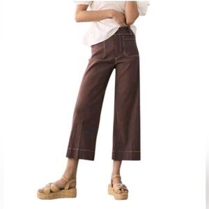 Anthro NWT Maeve the Colette. Size 25 cropped chocolate brown faux leather